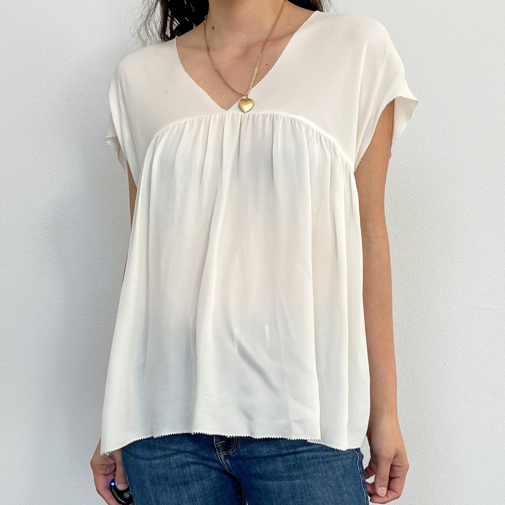 Joie White 100% Silk Blouse Medium